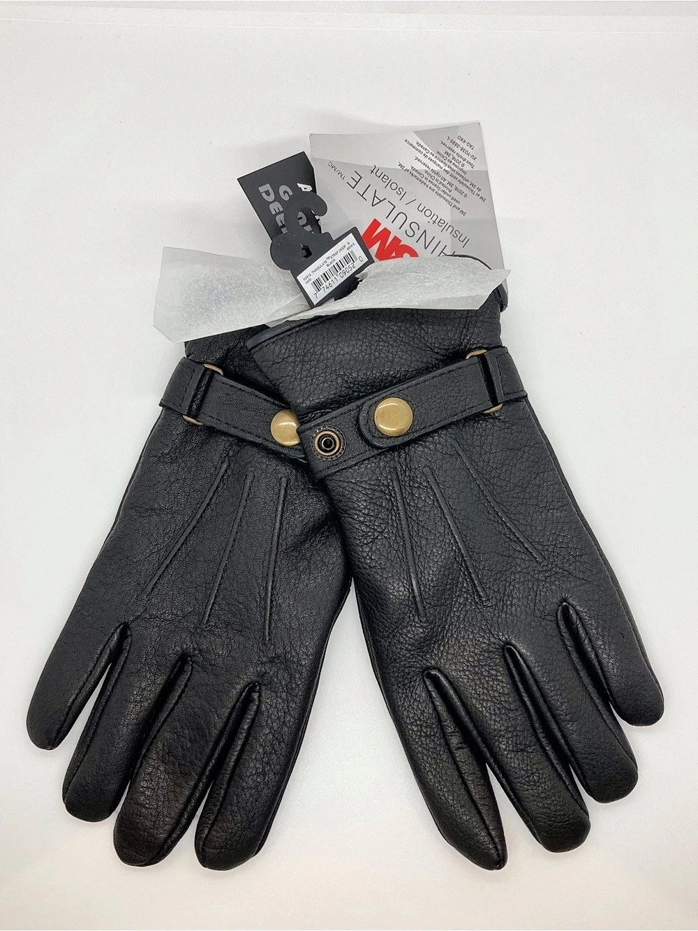 Auclair Brody Glove Thinsulate Deer Men's Black Leather Gloves Size Small NWT